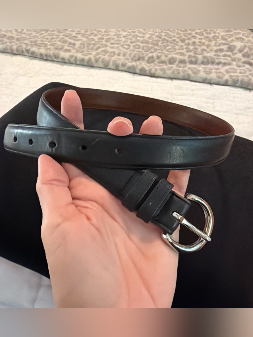 Vintage Coach Black Leather Belt 8504 Made USA Silver Buckle Small